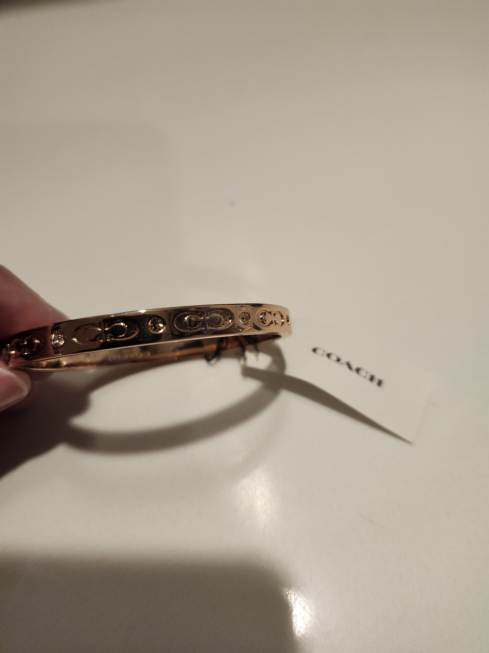 COACH Gold Logo-Engraved Bangle Bracelet - Gold